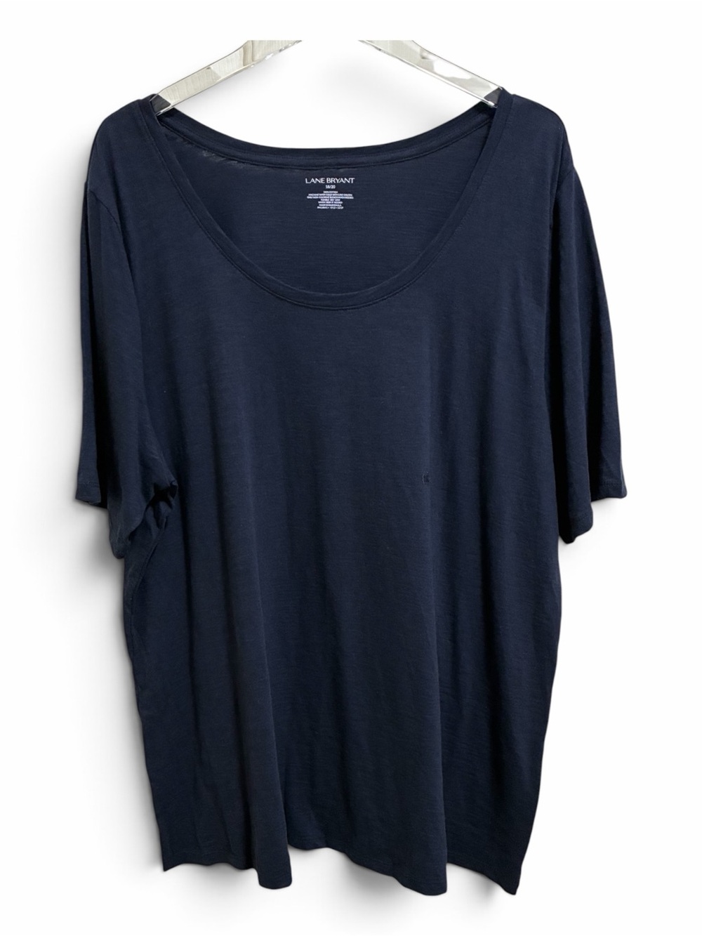 New Lane Bryant 100% Cotton Shirt 18/20 Plus Size Basic Tee Solid Navy Blue Top
